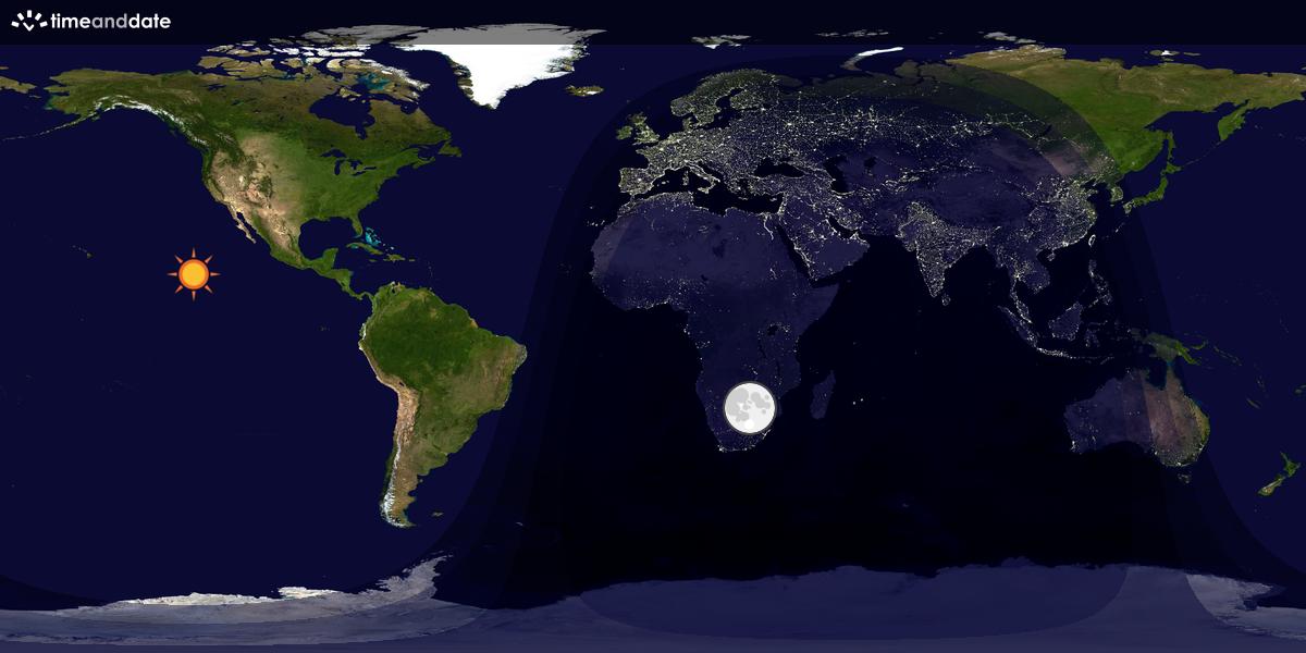 Verdenskart som viser dag og natt 