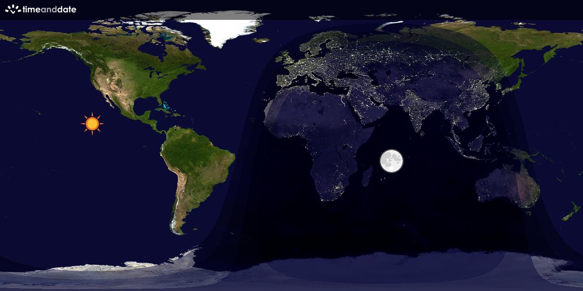 Verdenskart som viser dag og natt 
