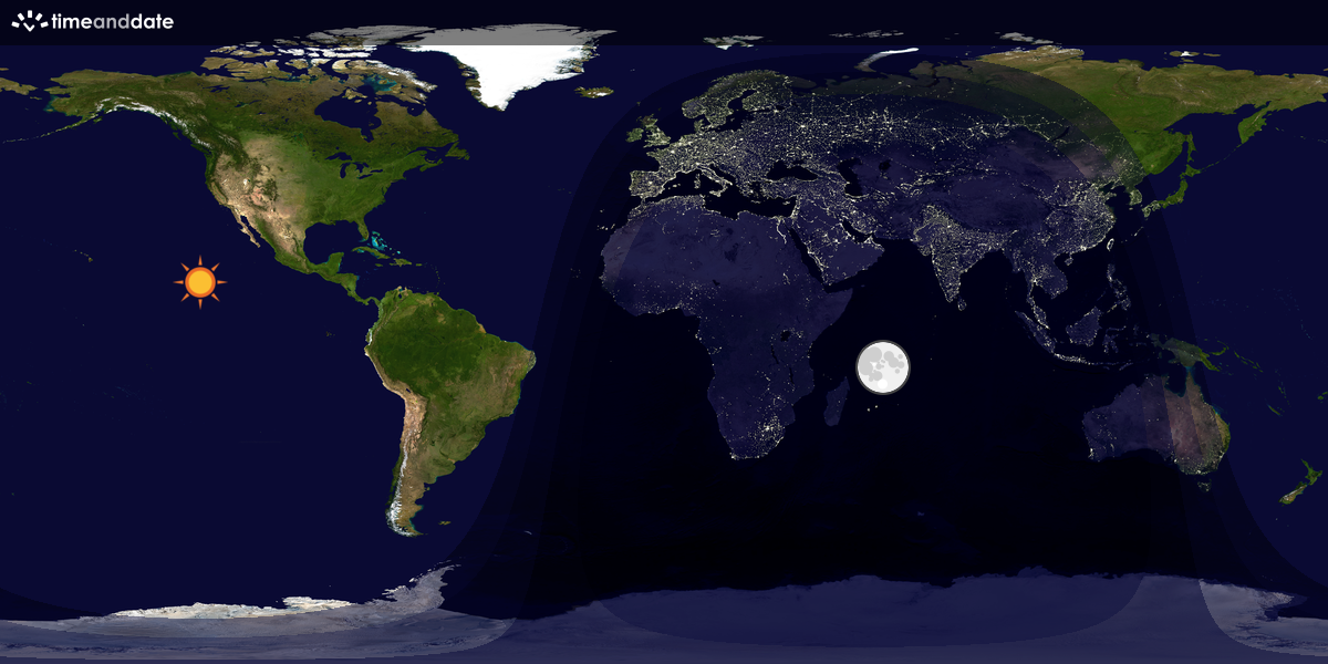 Verdenskart som viser dag og natt 