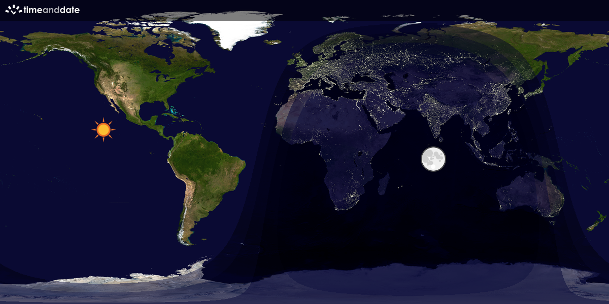 Verdenskart som viser dag og natt 