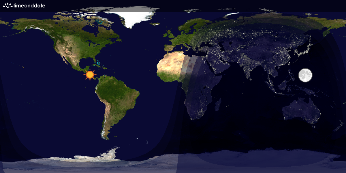 Verdenskart som viser dag og natt 