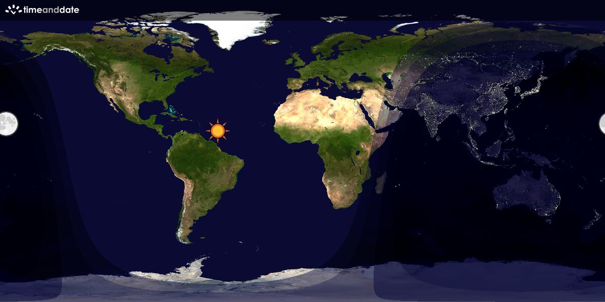 Verdenskart som viser dag og natt 