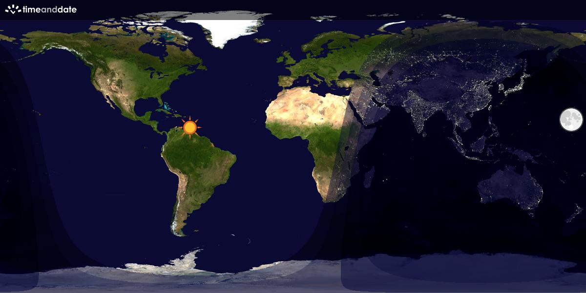 Verdenskart som viser dag og natt 