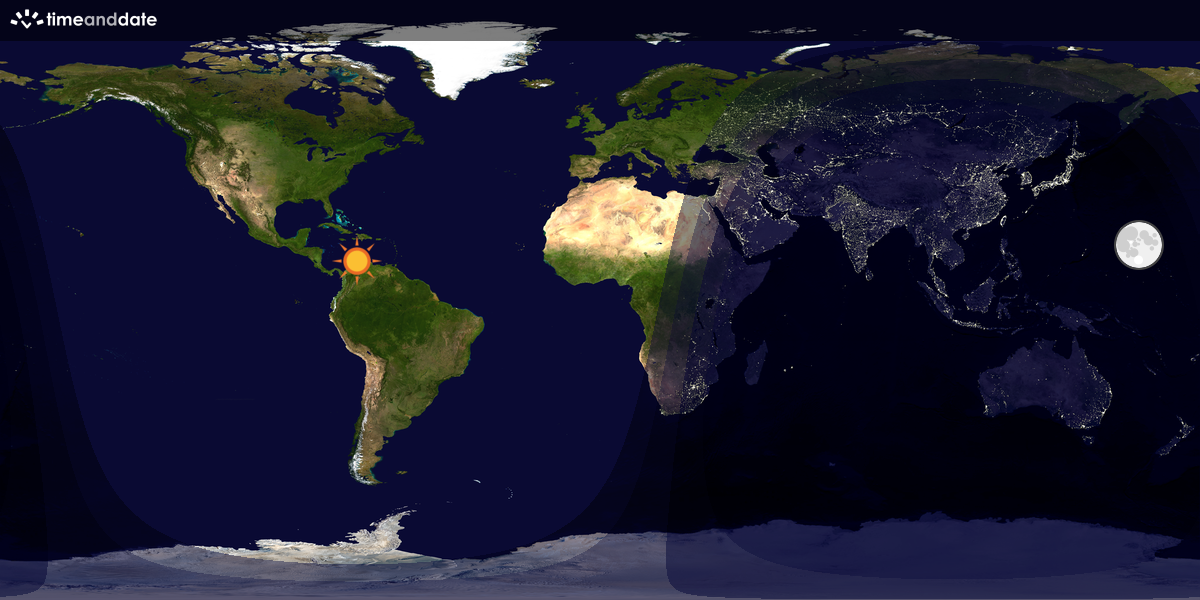 Verdenskart som viser dag og natt 