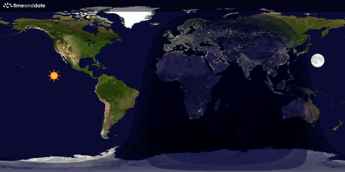 Verdenskart som viser dag og natt 