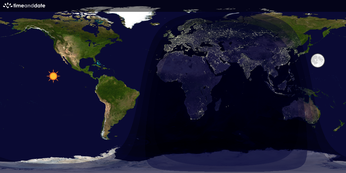 Verdenskart som viser dag og natt 