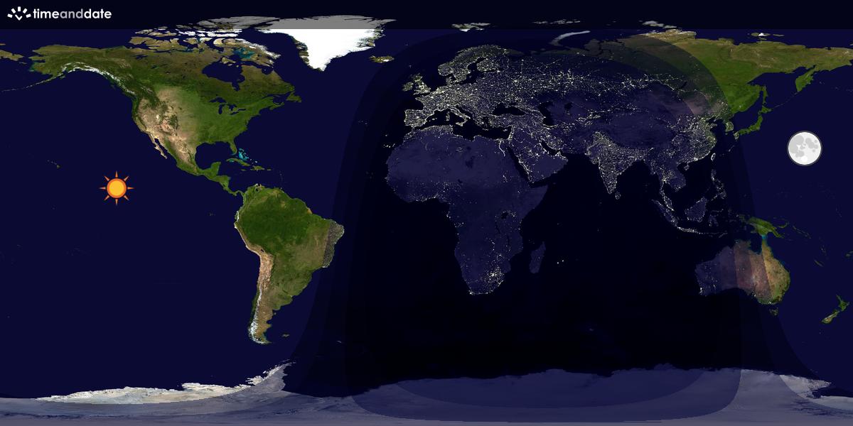 Verdenskart som viser dag og natt 