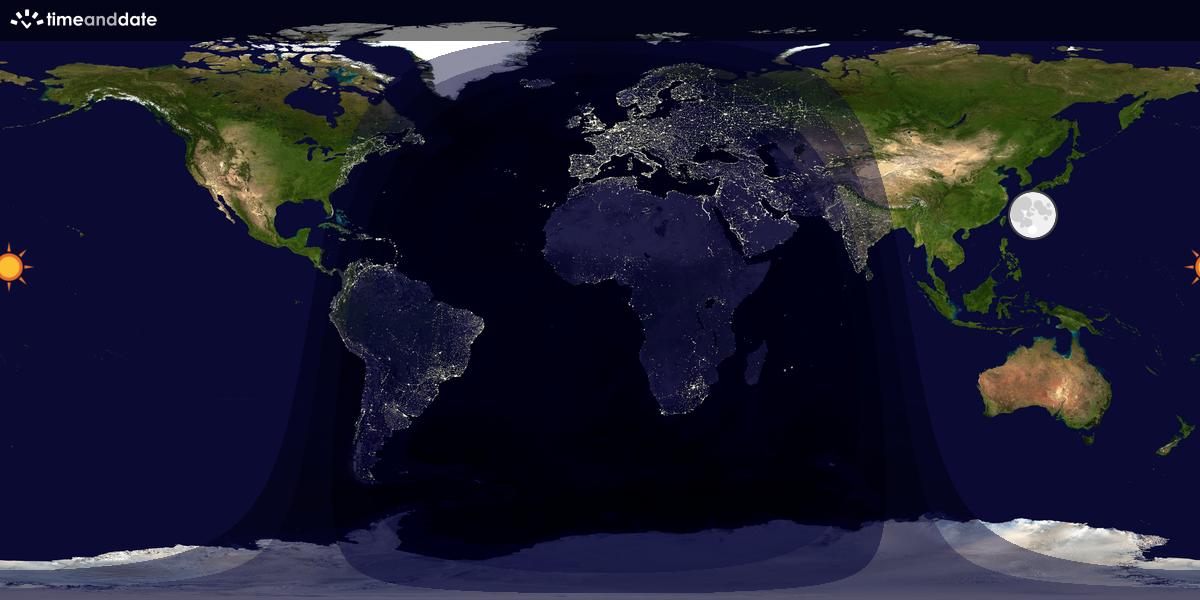 Verdenskart som viser dag og natt 