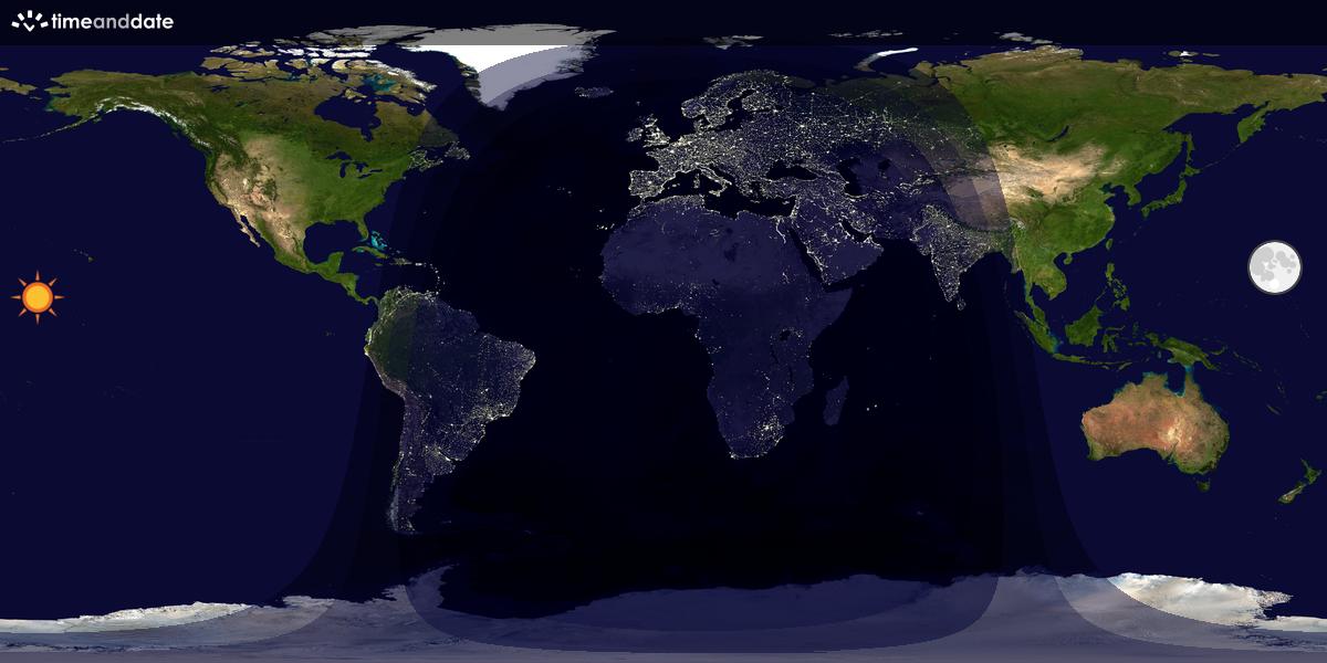 Verdenskart som viser dag og natt 