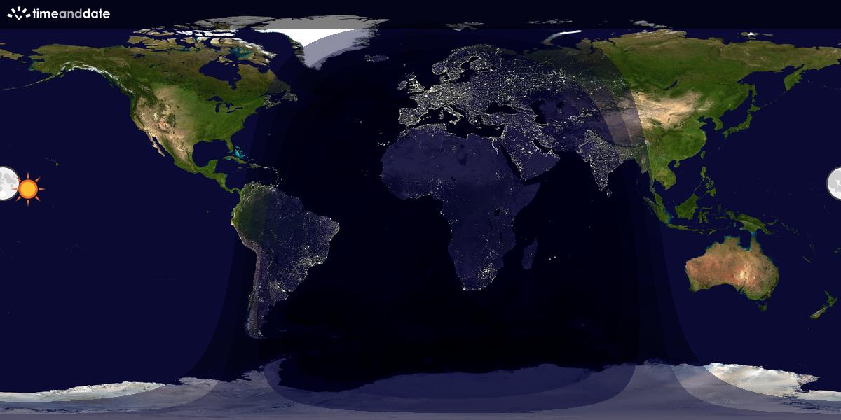 Verdenskart som viser dag og natt 
