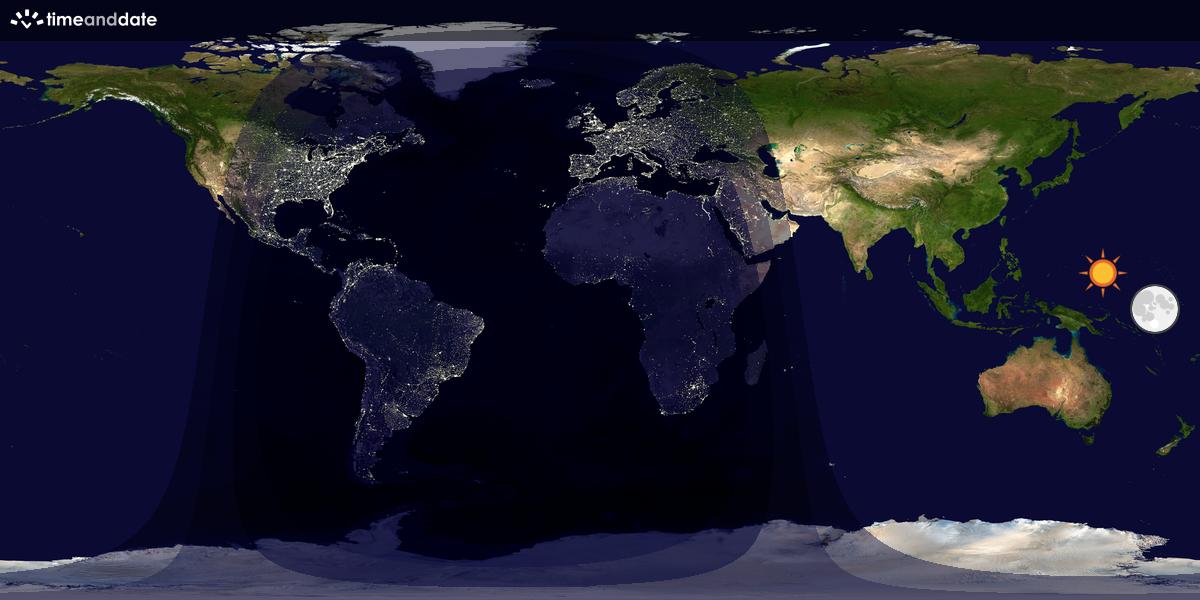 Verdenskart som viser dag og natt 