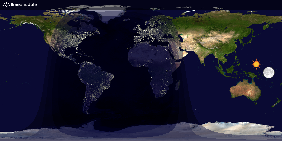 Verdenskart som viser dag og natt 
