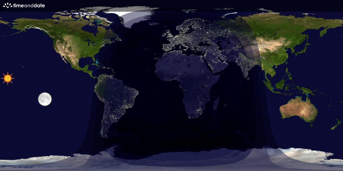 Verdenskart som viser dag og natt 