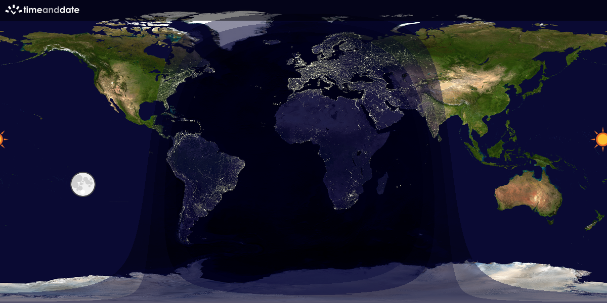 Verdenskart som viser dag og natt 