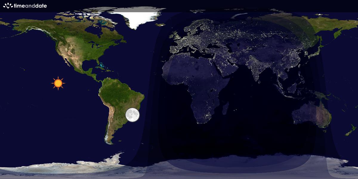 Verdenskart som viser dag og natt 