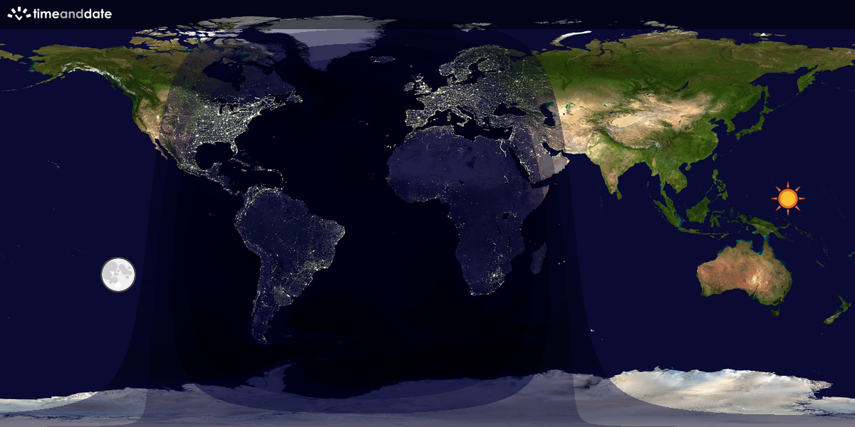 Verdenskart som viser dag og natt 
