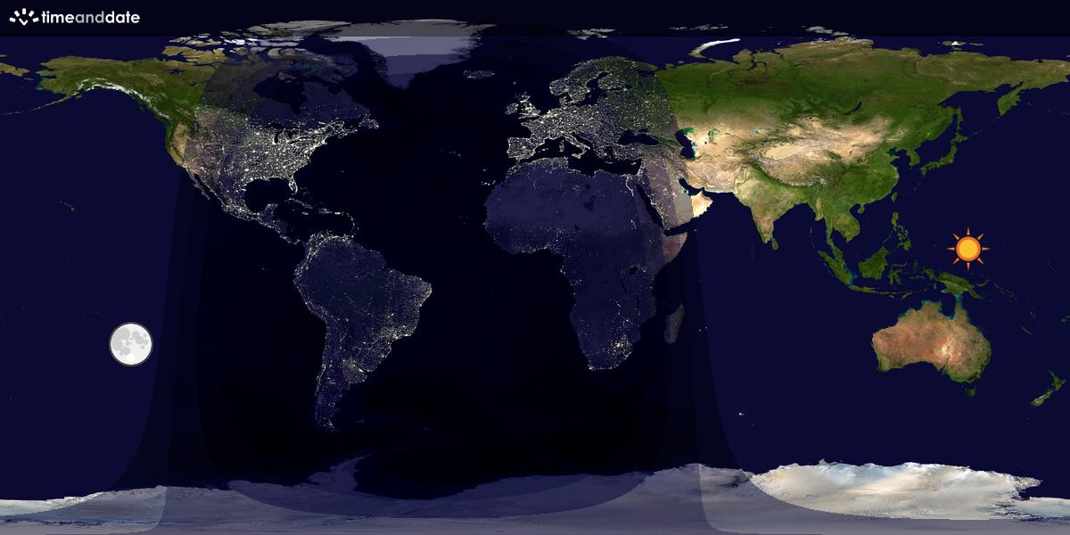 Verdenskart som viser dag og natt 