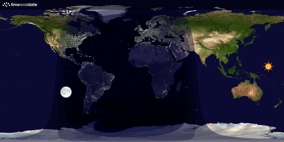 Verdenskart som viser dag og natt 