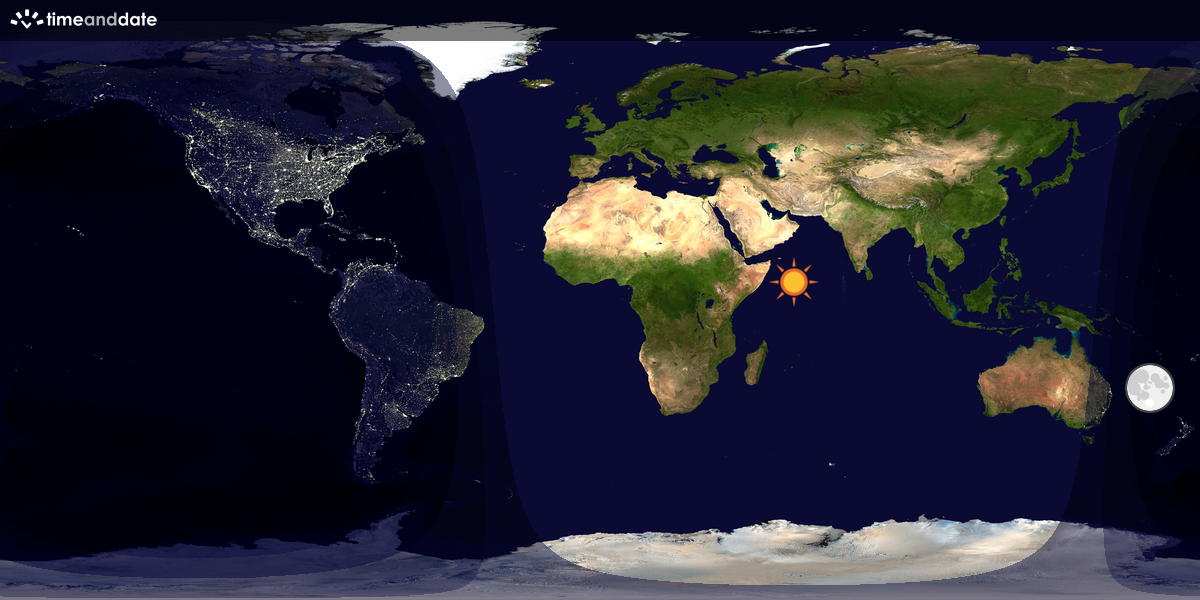 Verdenskart som viser dag og natt 