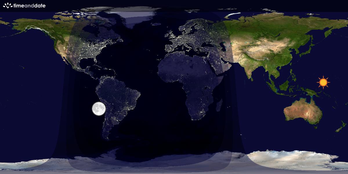 Verdenskart som viser dag og natt 