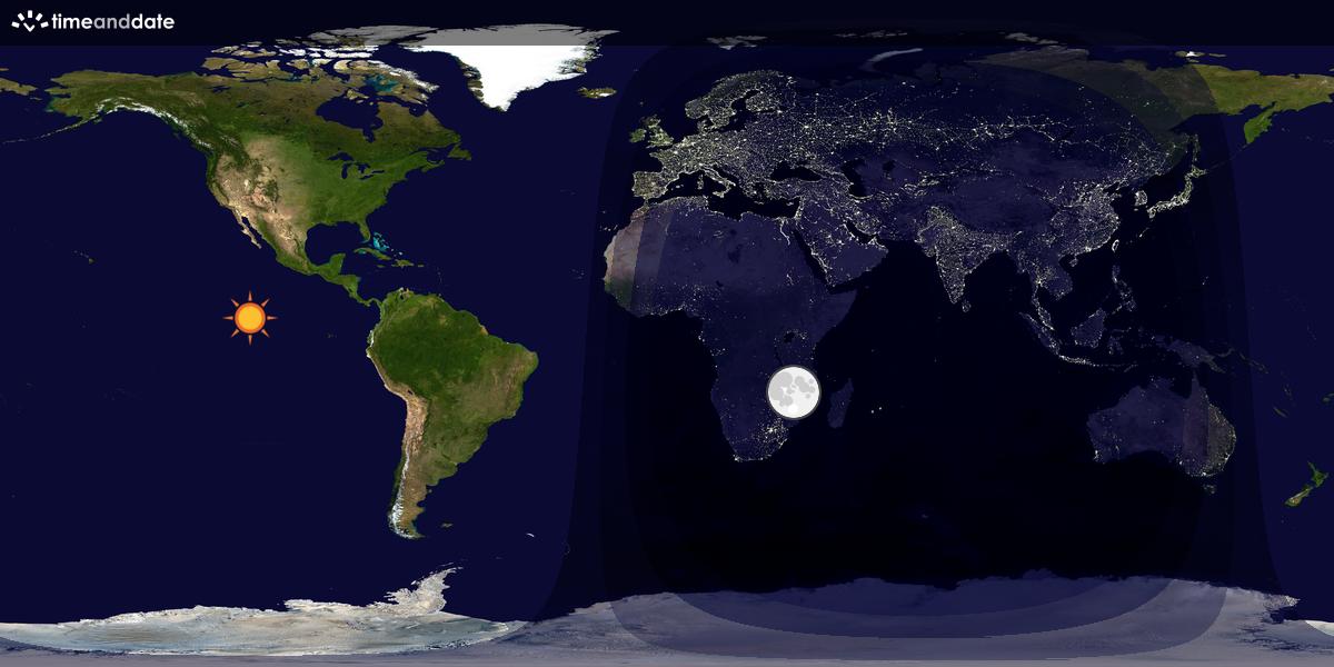 Verdenskart som viser dag og natt 
