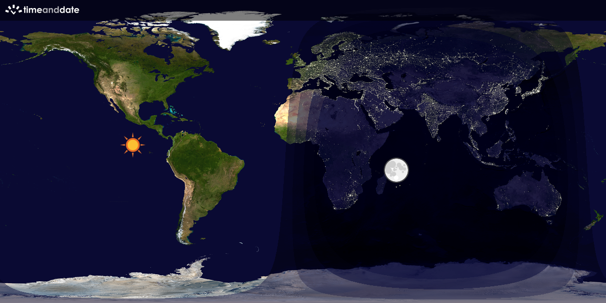 Verdenskart som viser dag og natt 