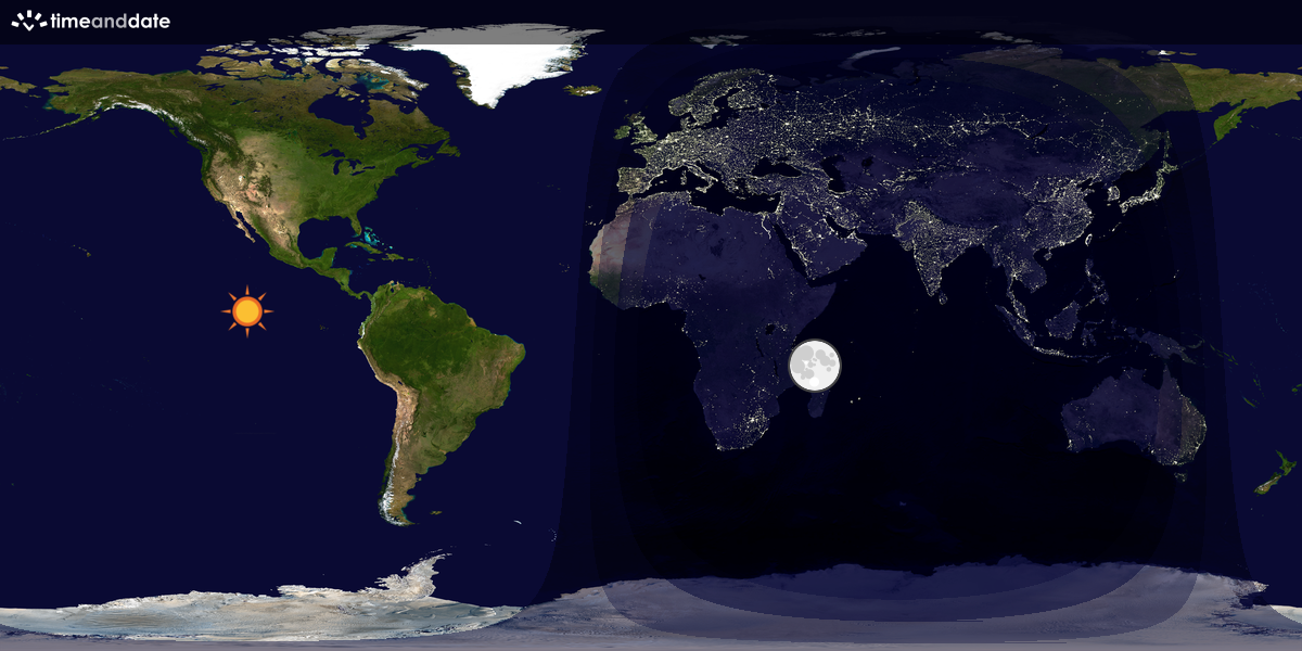 Verdenskart som viser dag og natt 