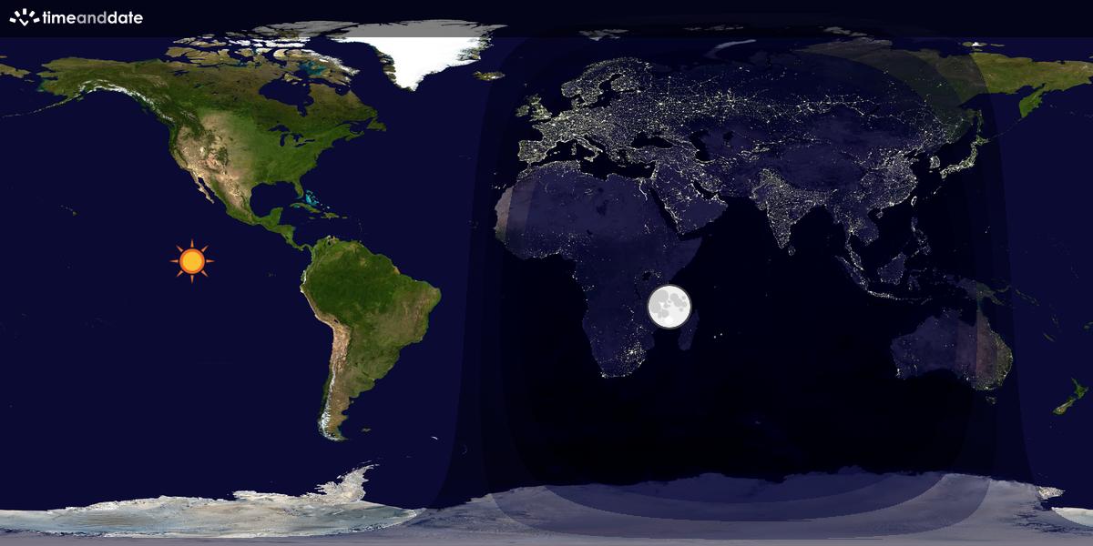 Verdenskart som viser dag og natt 