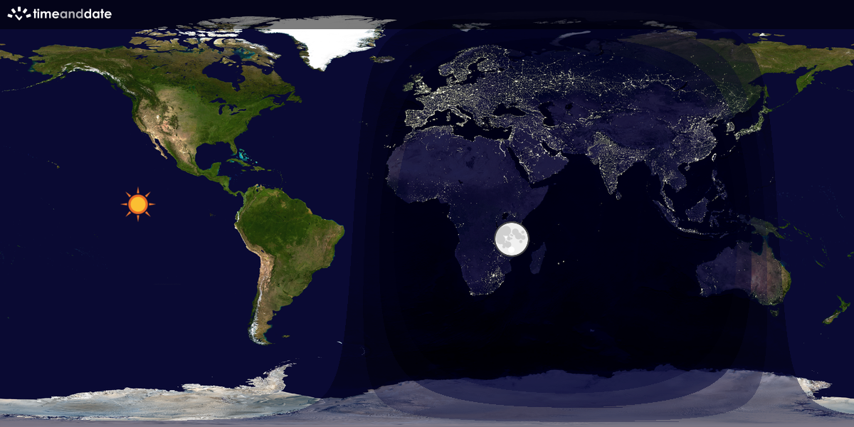 Verdenskart som viser dag og natt 
