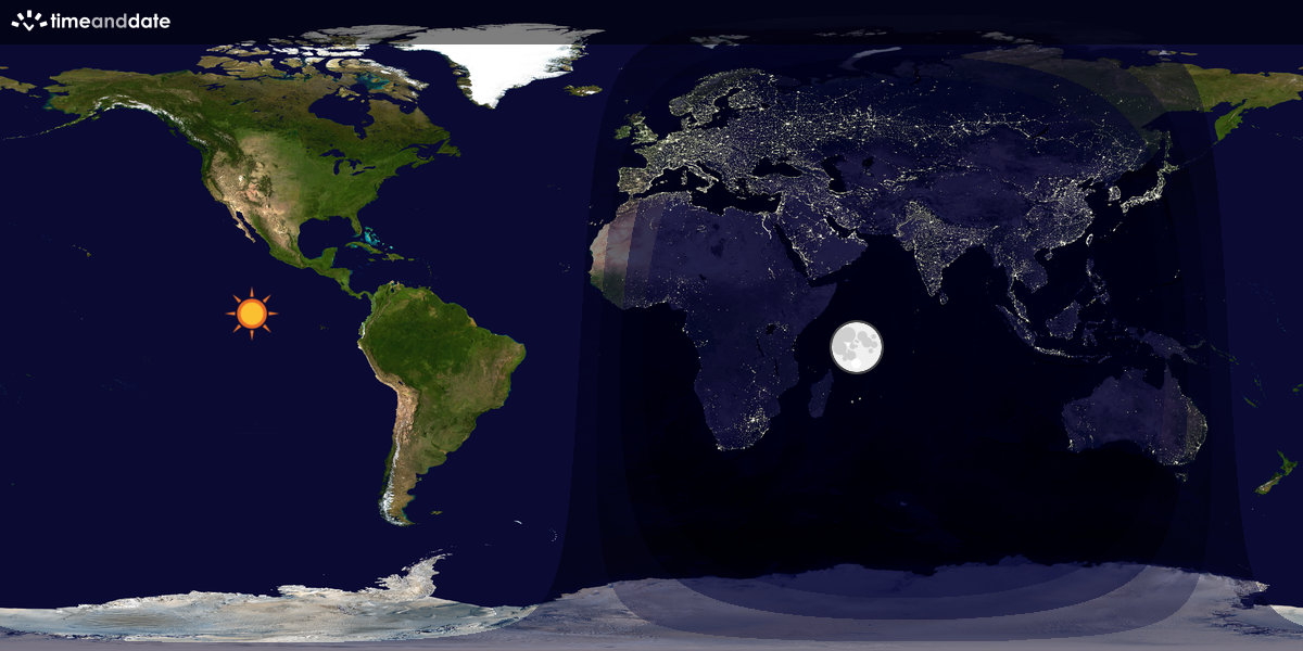 Verdenskart som viser dag og natt 