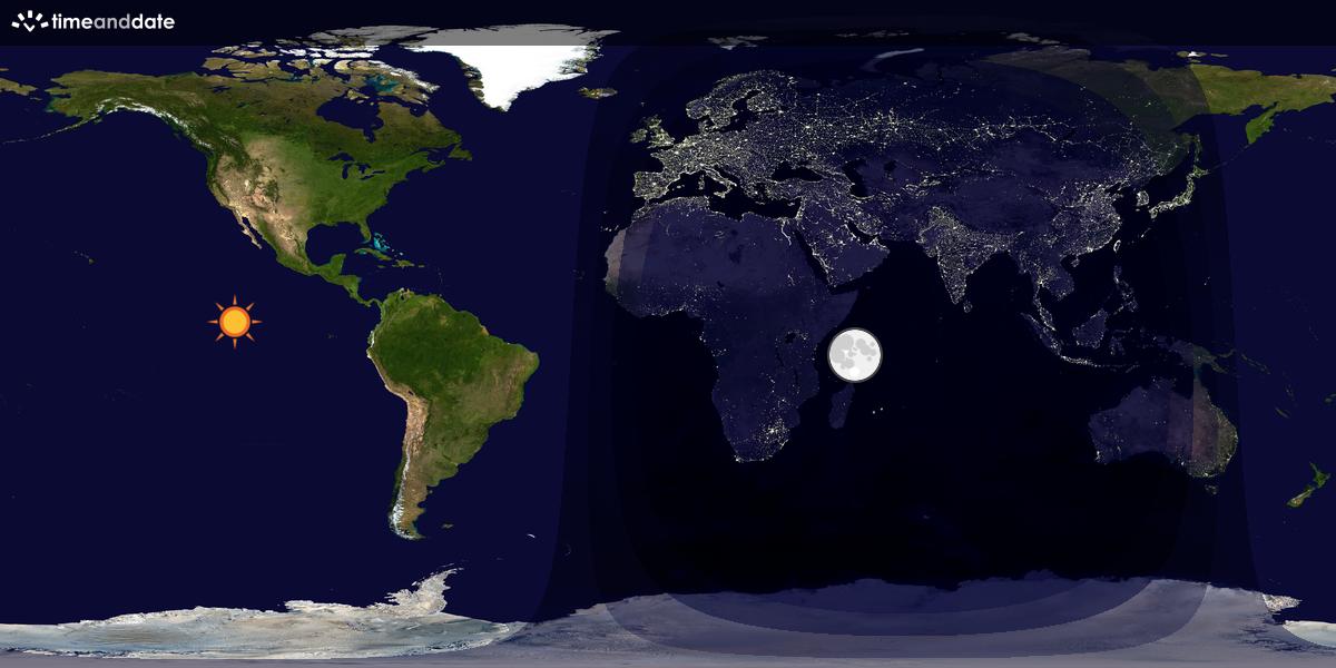 Verdenskart som viser dag og natt 