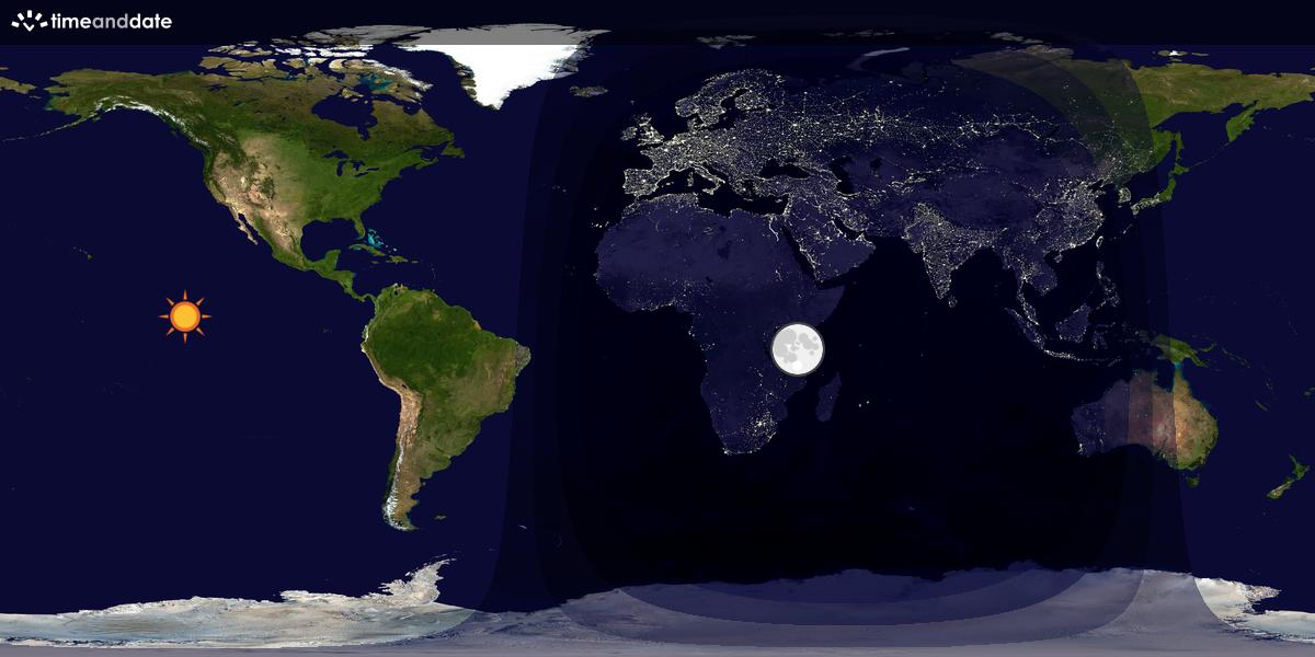 Verdenskart som viser dag og natt 