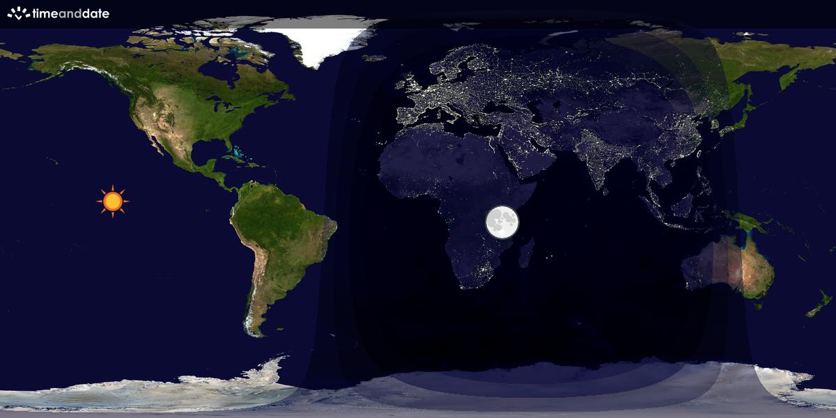 Verdenskart som viser dag og natt 