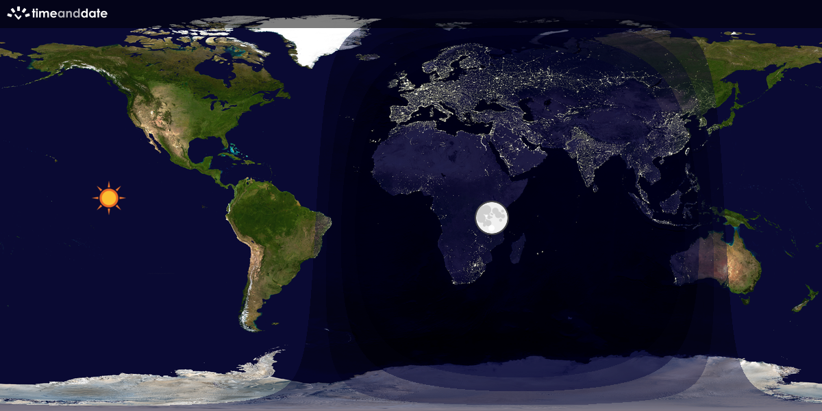 Verdenskart som viser dag og natt 