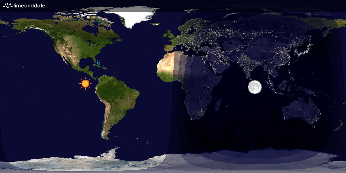 Verdenskart som viser dag og natt 