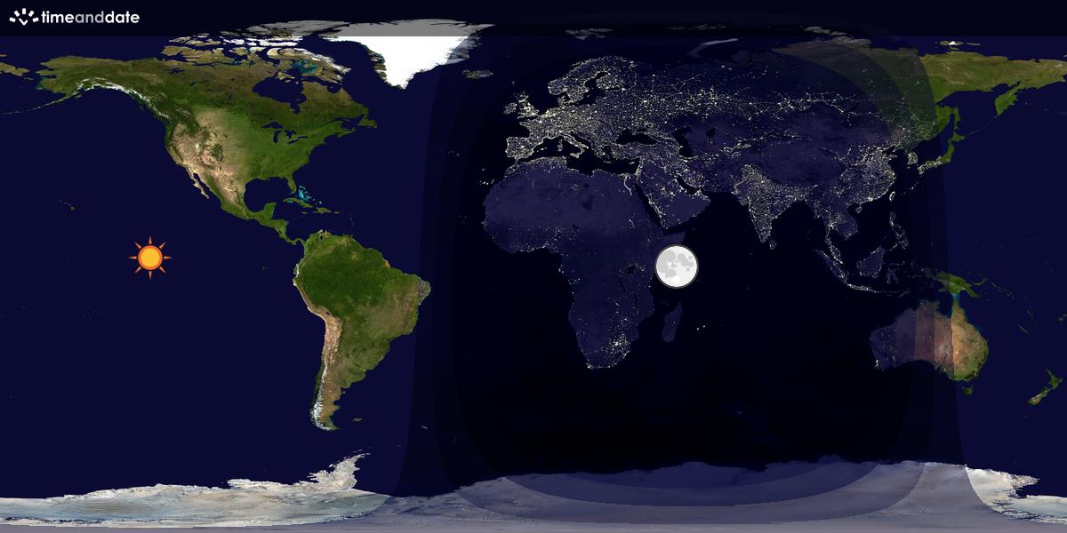 Verdenskart som viser dag og natt 