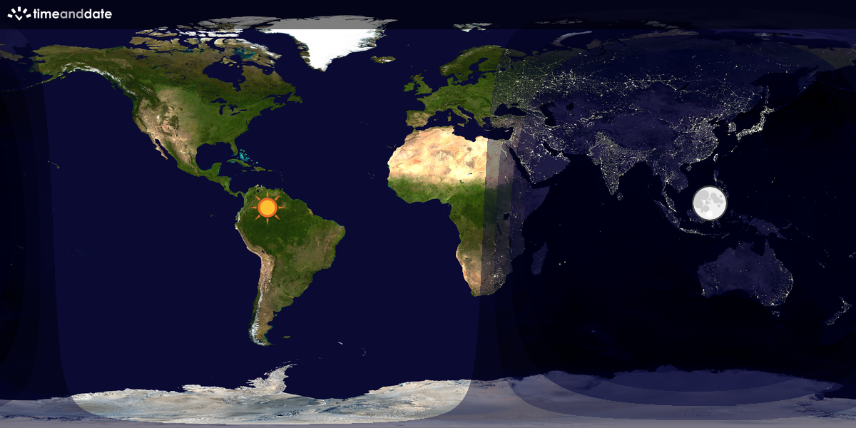 Verdenskart som viser dag og natt 