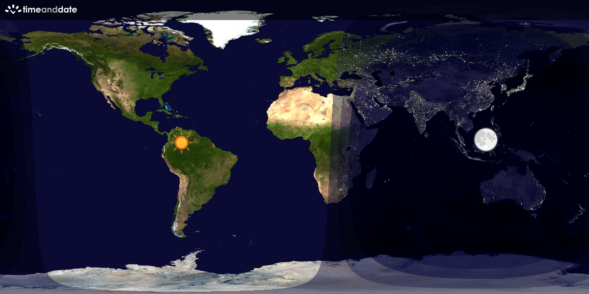 Verdenskart som viser dag og natt 