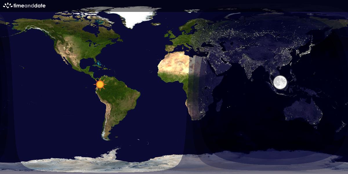 Verdenskart som viser dag og natt 