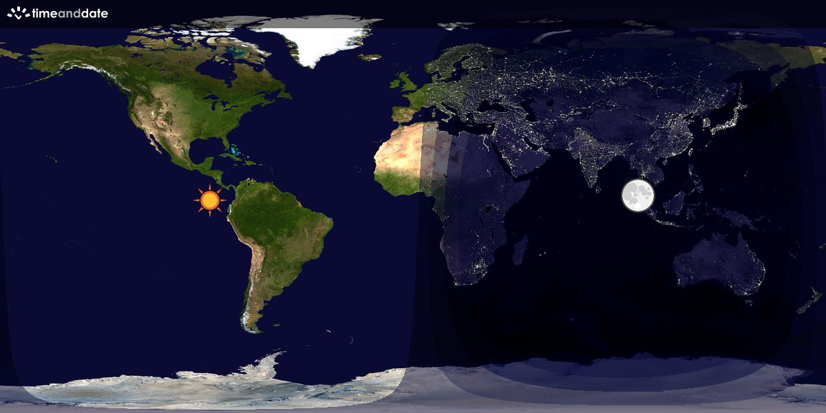 Verdenskart som viser dag og natt 