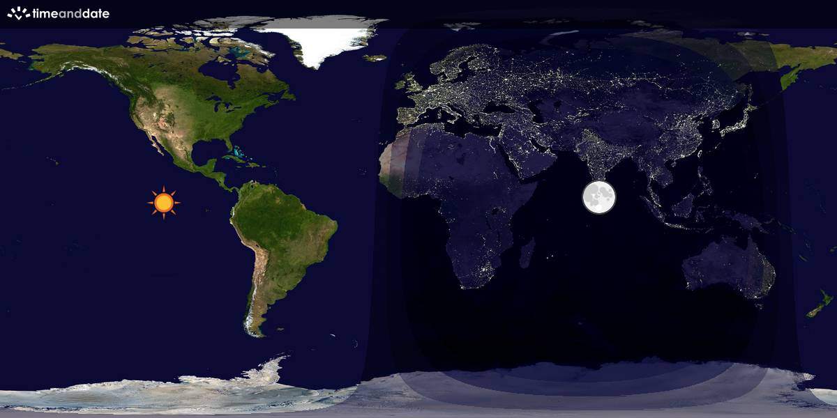 Verdenskart som viser dag og natt 