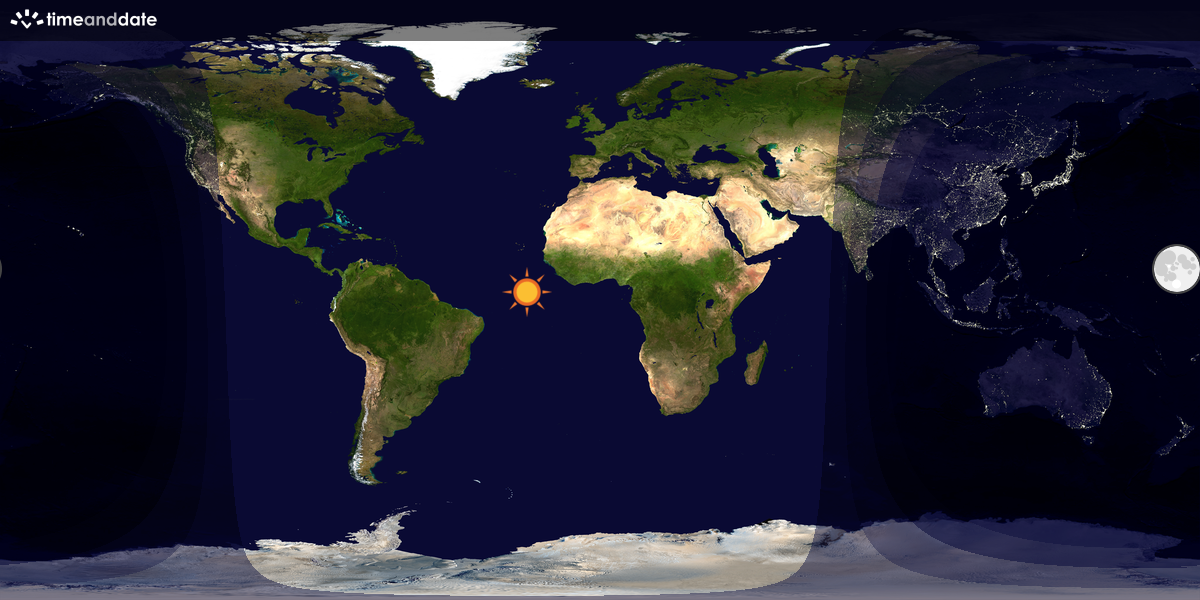 Verdenskart som viser dag og natt 