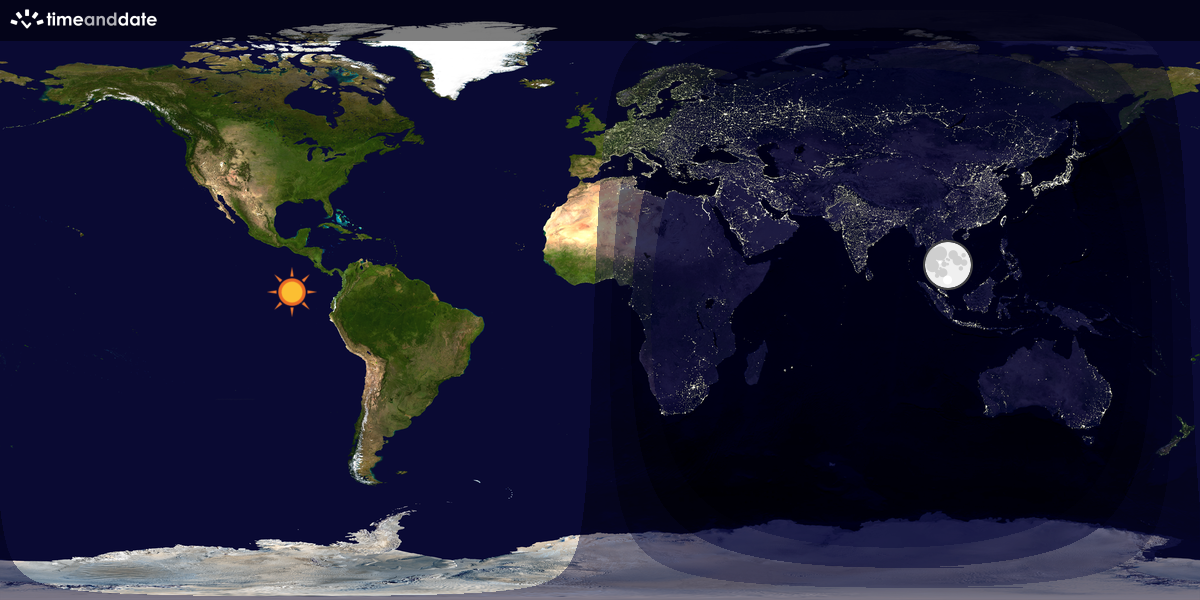 Verdenskart som viser dag og natt 