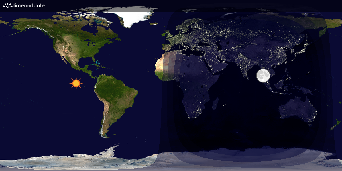 Verdenskart som viser dag og natt 