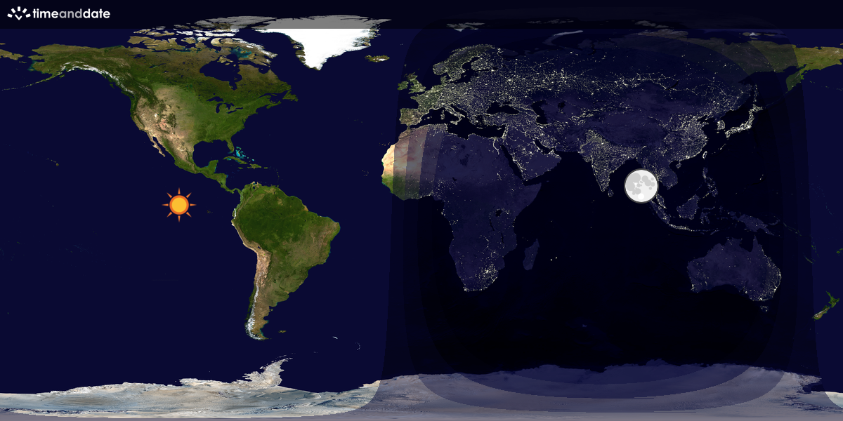 Verdenskart som viser dag og natt 