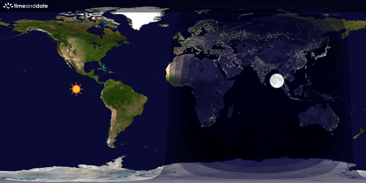 Verdenskart som viser dag og natt 