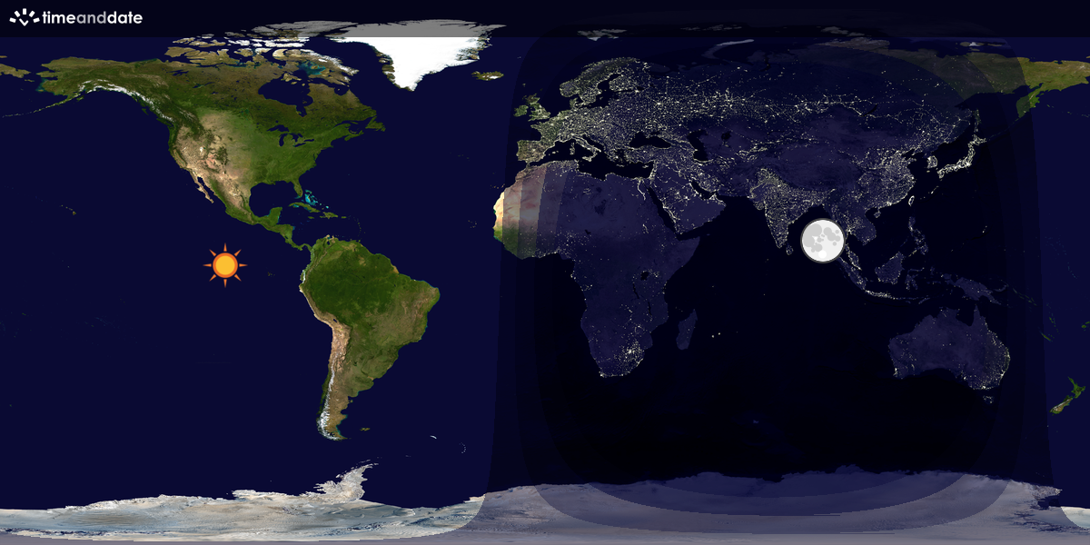 Verdenskart som viser dag og natt 