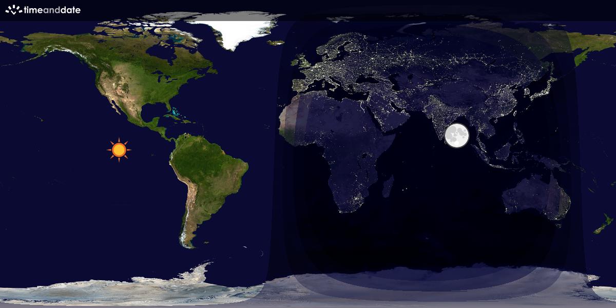 Verdenskart som viser dag og natt 