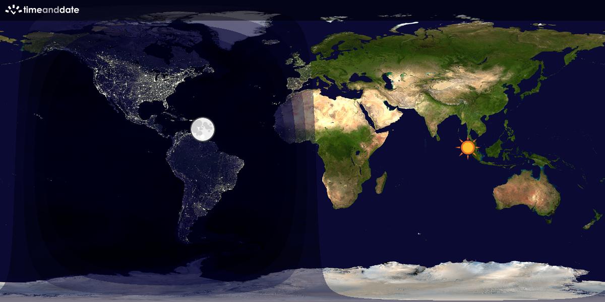 Verdenskart som viser dag og natt 