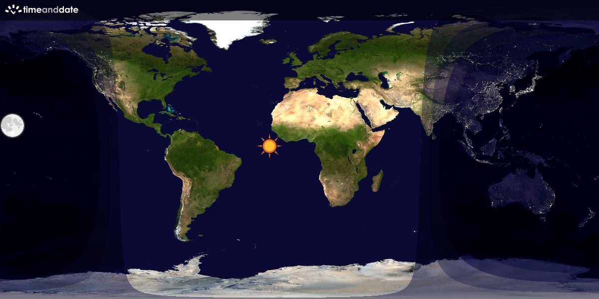 Verdenskart som viser dag og natt 